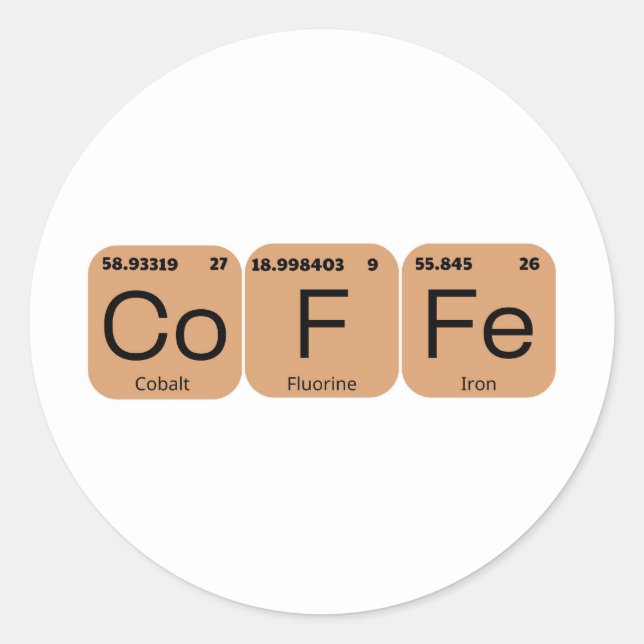 Coffee Periodic Table Element Classic Round Sticker (Front)