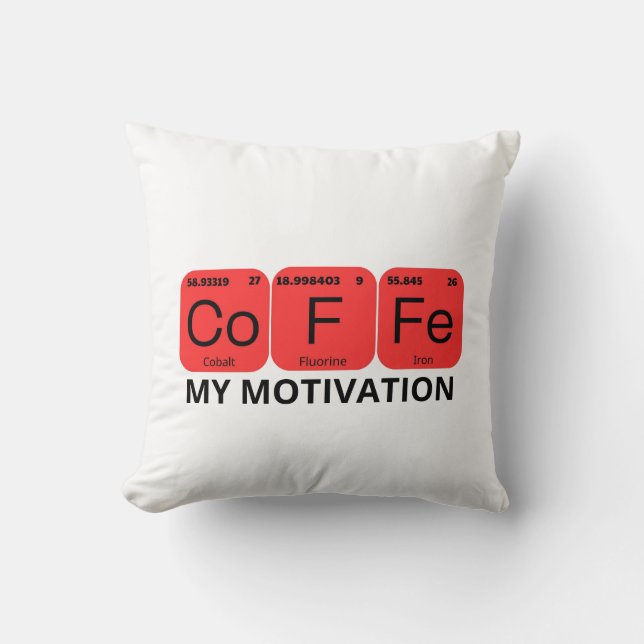 Coffee Periodic Table Element Cushion (Front)