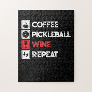Coffee Pickleball Wine Repeat Funny Jigsaw Puzzle