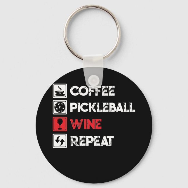 Coffee Pickleball Wine Repeat Key Ring (Front)
