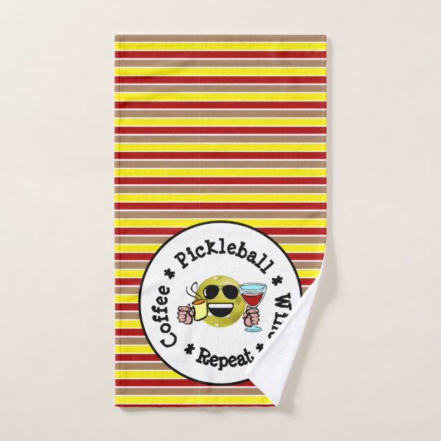 Coffee, Pickleball, Wine, Repeat Pickleball Addict Hand Towel (Hand Towel)