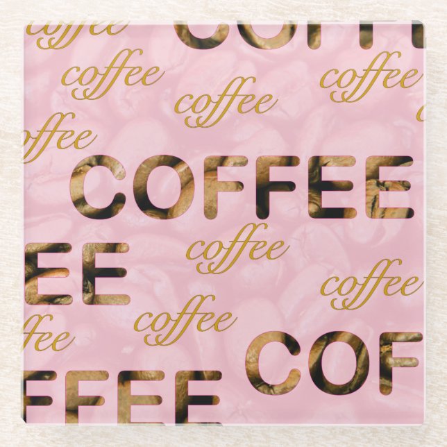 Coffee pink gold  glass coaster (Front)