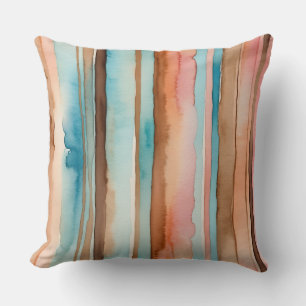 Coffee Pink Peach and Turquoise stripes Cushion