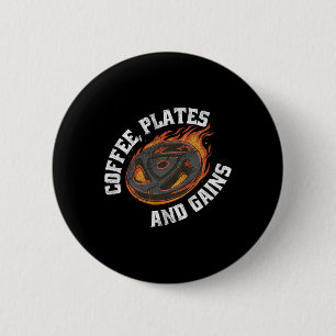 Coffee Plates Gains Gym Outfit Weightlifting Worko 6 Cm Round Badge