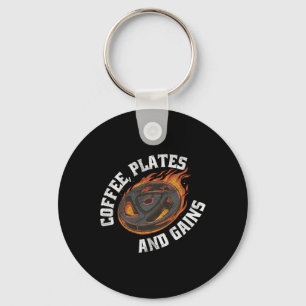 Coffee Plates Gains Gym Outfit Weightlifting Worko Key Ring