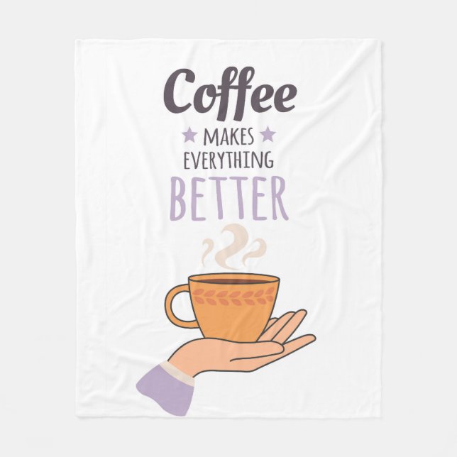  Coffee please Fleece Blanket (Front)
