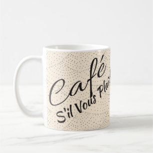 Coffee Please! French Typography and Dot Scallops Coffee Mug