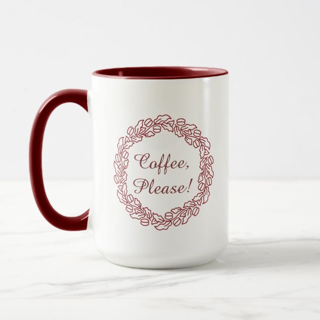 Coffee, Please! | Pink Floral Wreath Mug (Left)