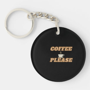 Coffee Please Retro Typography Caffeine Lover Art Key Ring