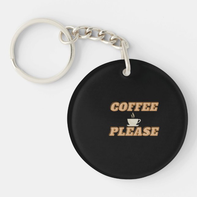 Coffee Please Retro Typography Caffeine Lover Art Key Ring (Front)