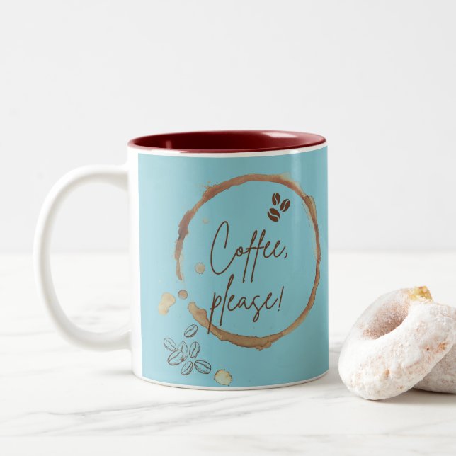 Coffee Please Two-Tone Coffee Mug (With Donut)