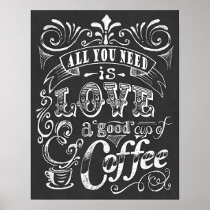 Coffee Poster Print Gift All You Need Is Love