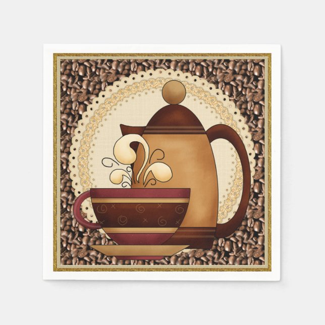 Coffee Pot and Mug paper napkin (Front)