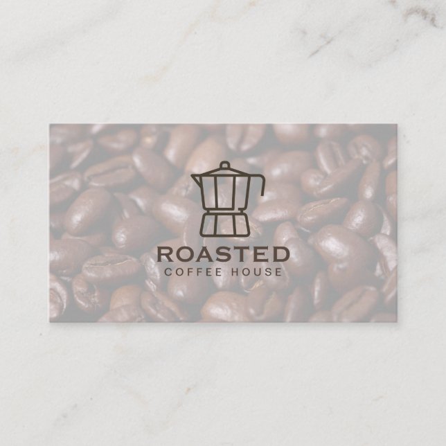 Coffee Pot Coffee Beans Business Card (Front)