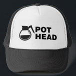 Coffee Pot Head - simple drawing Trucker Hat<br><div class="desc">A little sobriety humour that you can pass on to your friends. Make them laugh with this humourous gag gift or white elephant. Also for any coffee lover.</div>
