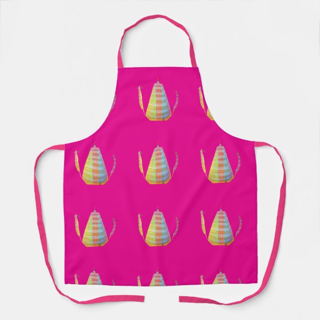 Coffee Pot Repeat Hot Pink    Apron (Front)