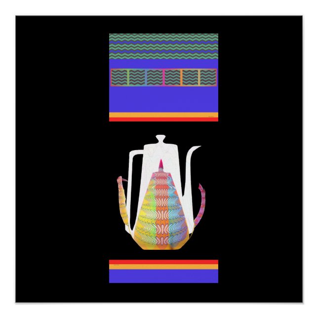 Coffee Pots Stripes Black Glass Paddle  Poster (Front)