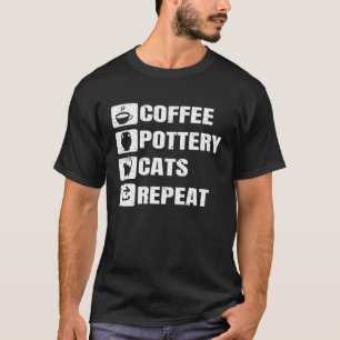 Coffee Pottery Cats Repeat Ceramic Pottery Ceramic T-Shirt