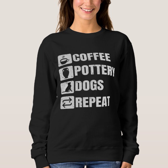 Coffee Pottery Dogs Repeat Ceramic Pottery Ceramic Sweatshirt (Front)