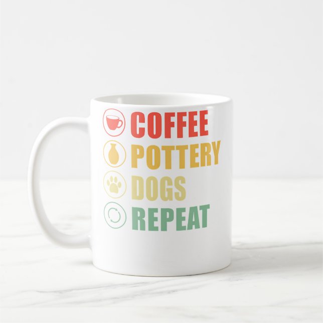 Coffee Pottery Dogs Repeat Pottery Clay Art Mug (Left)