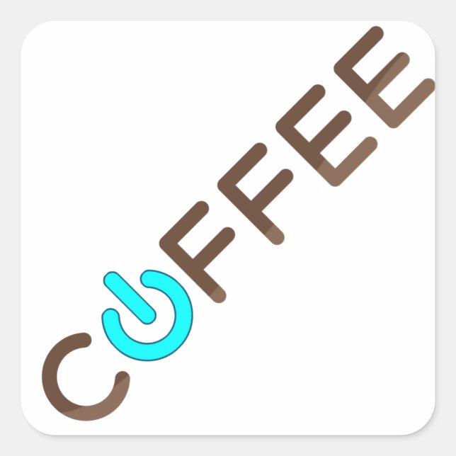 Coffee Power (Blue) Square Sticker (Front)