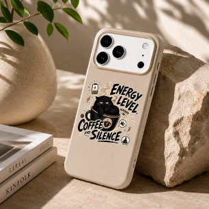 Coffee Powered Black Cat iPhone Case