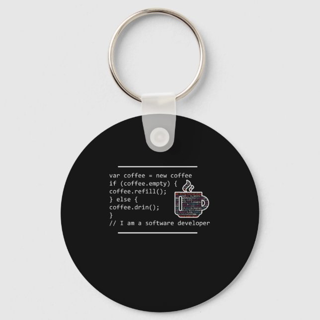 Coffee Programming Programmer Coder Developer Gift Key Ring (Front)