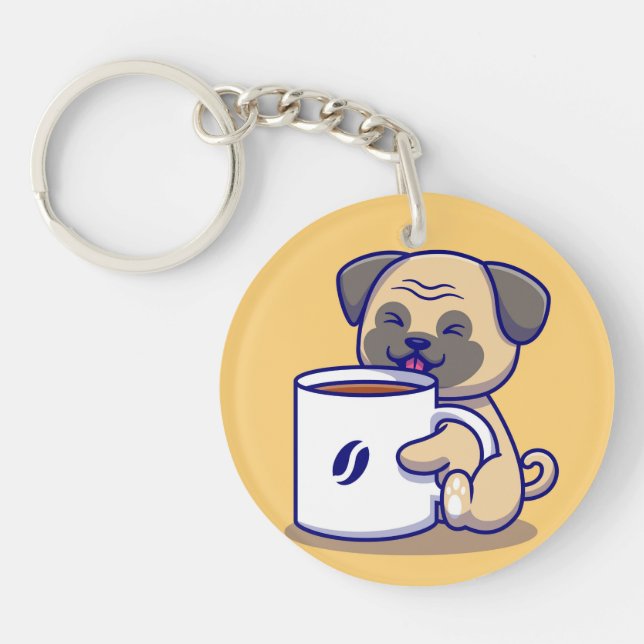 Coffee Pug Key Ring (Front)