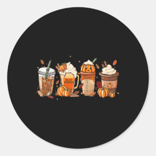 Coffee Pumpkin Spice Latte Drinks Autumn Thanksgiv Classic Round Sticker