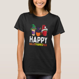 Coffee Pumpkin Spice Latte Happy Hallothanksmas T-Shirt