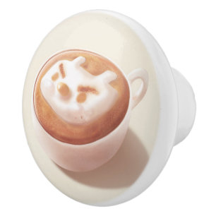 Coffee Pun: Iron T Foaming With Feelings Art Ceramic Knob