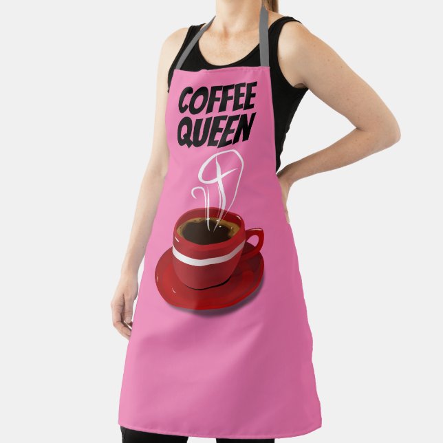 COFFEE QUEEN MOM KITCHEN PINK APRON (Insitu)