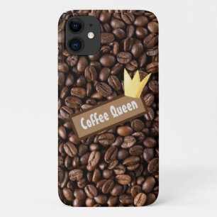 Coffee Queen Typography Gold Crown iPhone 11 Case