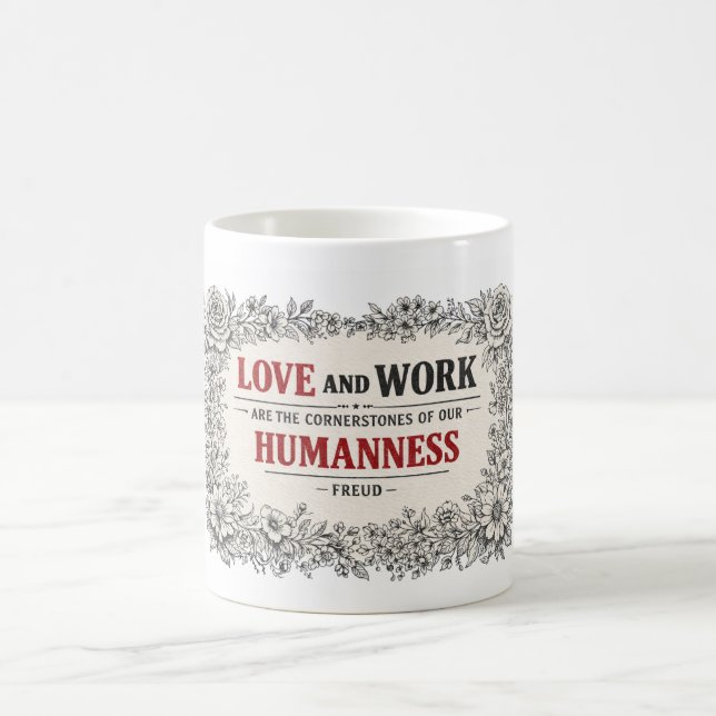 COFFEE QUOTE BY FREUD IN LETTERPRESS STYLE MUG (Center)