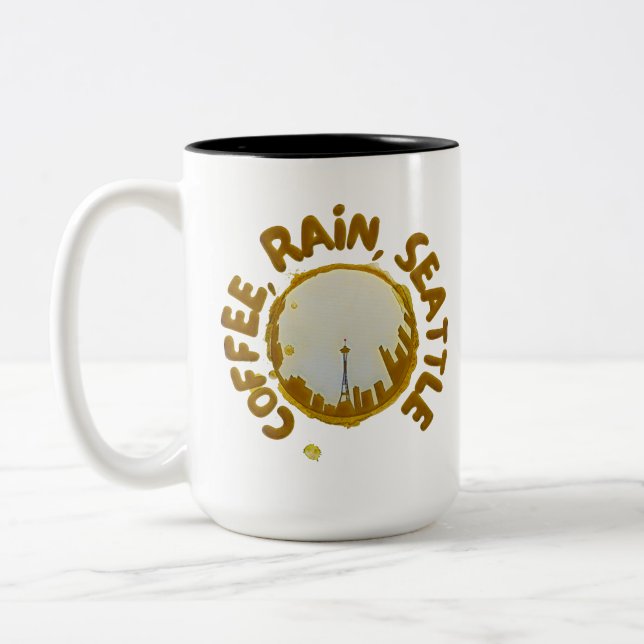 Coffee Rain Seattle Two-Tone Coffee Mug (Left)