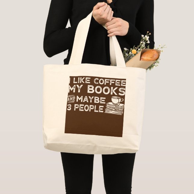 Coffee Read Drinking Books Reading Literature Fan Large Tote Bag (Front (Product))