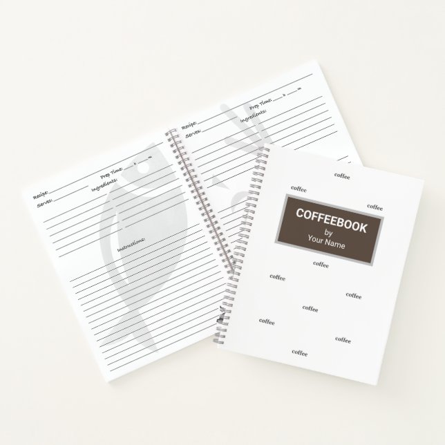 Coffee Recipe Book wth Your Name (Inside)