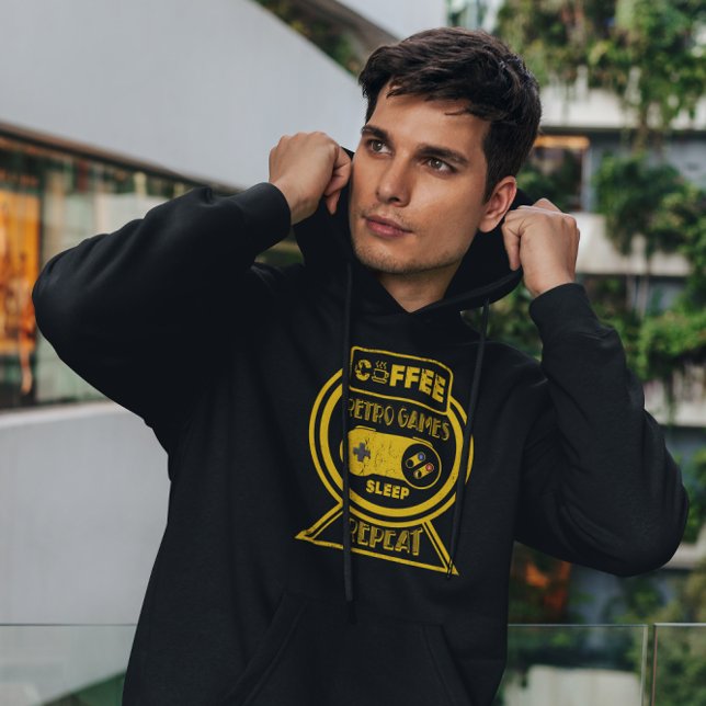 Coffee Retro Games Sleep Repeat - Gamer Hoodie (Creator Uploaded)