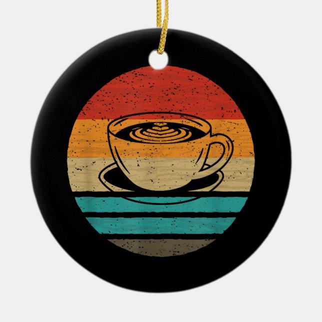 Coffee Retro Style Vintage Ceramic Ornament (Front)