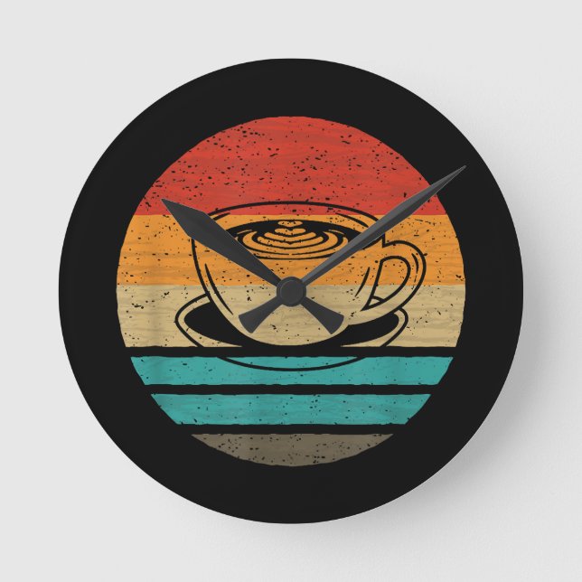 Coffee Retro Style Vintage Round Clock (Front)