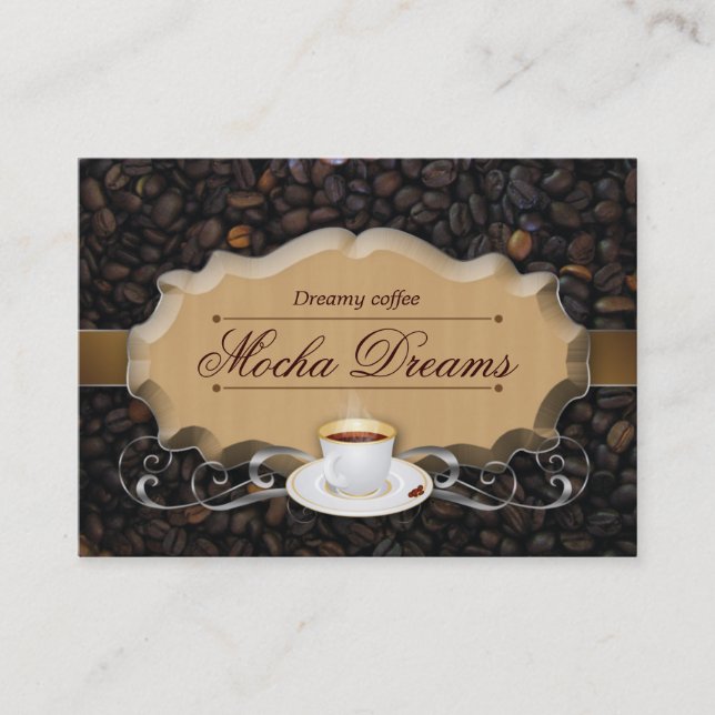 Coffee Rich Brown Beans Chocolate Caramel Business Card (Front)