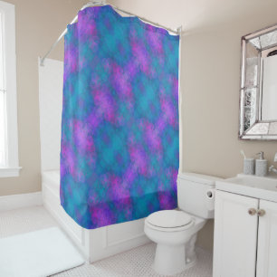 Coffee Rings Quilt, Pink and Aqua Blue Shower Curtain