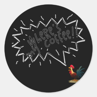Coffee Rooster Classic Round Sticker