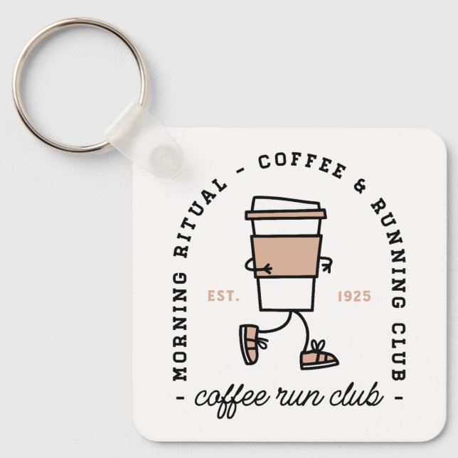 Coffee run club funny running lover key ring (Front)