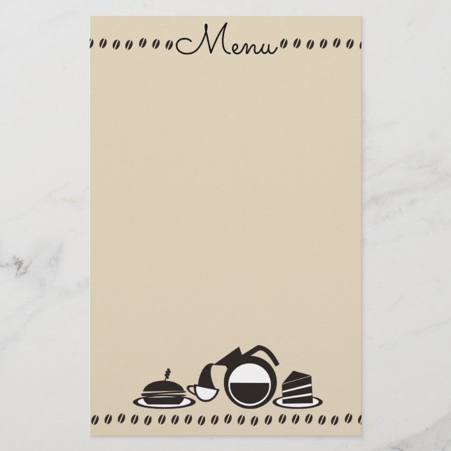 Coffee sandwich cake brunch lunch menu stationery (Front)