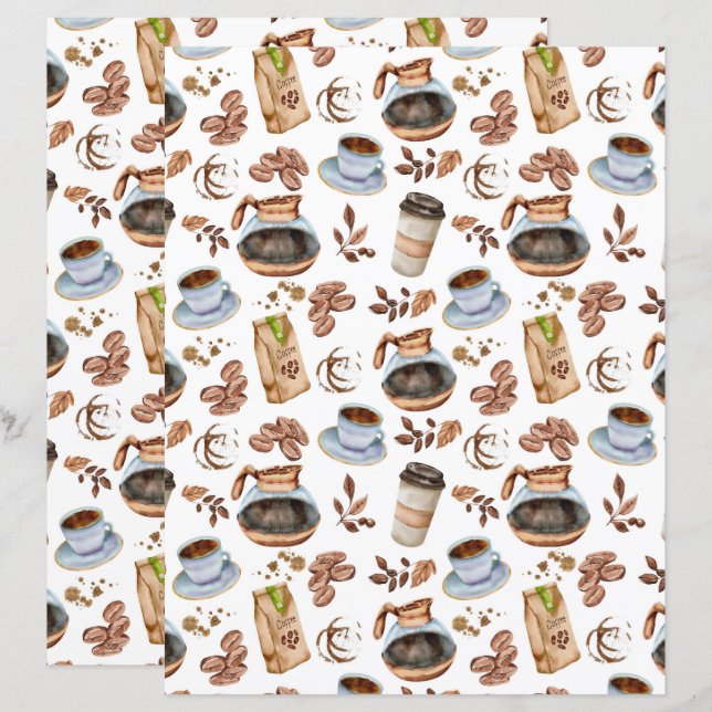Coffee Scrapbook Paper (Front/Back)