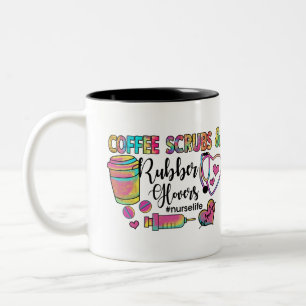 Coffee Scrubs and Rubber Gloves Nurse Two-Tone Coffee Mug
