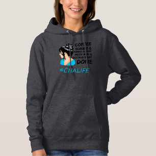 Coffee Scrubs Rubber Gloves Messy Bun Nurse Cna Li Hoodie