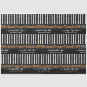 Coffee Shop Beans Striped Script Typography Chalk Tissue Paper