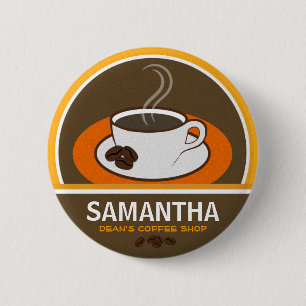 Coffee Shop Coffee Cup Cafe Staff ID Name Tags 6 Cm Round Badge